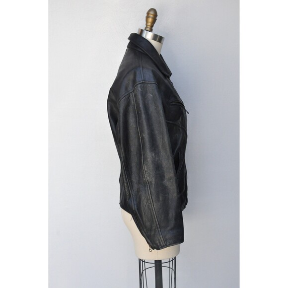 Vintage Black Leather Motorcycle Jacket - Biker Mens - Edwin Company M - Picture 5 of 10